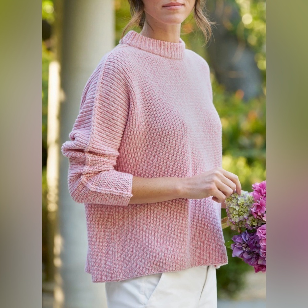 Frank & Eileen Pure Italian Cotton Montecito Sweater Coral Reef Size Large